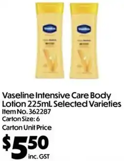 C-Store Distribution Vaseline Intensive Care Body Lotion offer