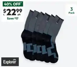 Harris Scarfe EXPLORER Men's 3 Pack Extreme Impact Cotton Crew Socks offer