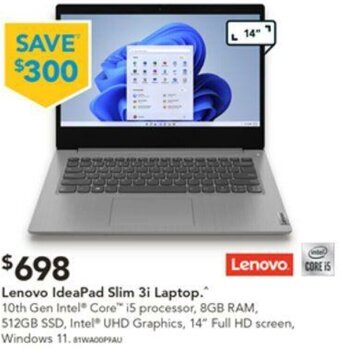 Harvey Norman Lenovo IdeaPad Slim 3i Laptop offer