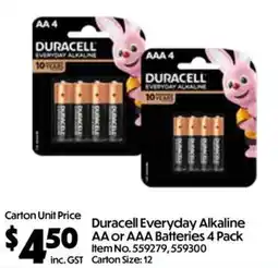 C-Store Distribution Duracell Everyday Alkaline offer