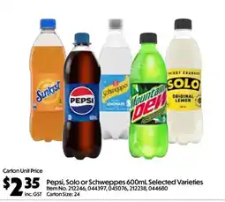 C-Store Distribution Pepsi, Solo or Schweppes offer
