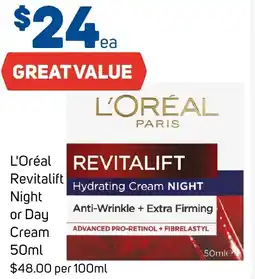 Foodland L Oréal Revitalift Night or Day Cream offer