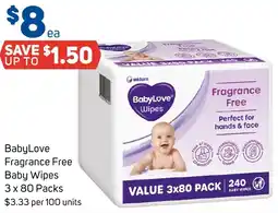 Foodland BabyLove Fragrance Free Baby Wipes offer