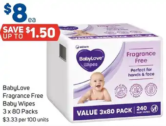 Foodland BabyLove Fragrance Free Baby Wipes offer