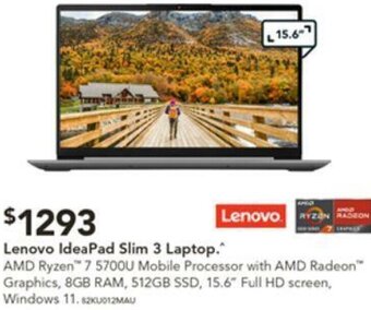 Harvey Norman Lenovo IdeaPad Slim 3 Laptop offer