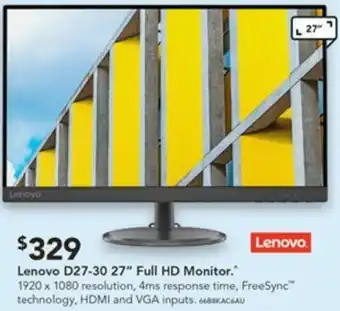 Harvey Norman Lenovo d27-30 27" Full HD Monitor offer