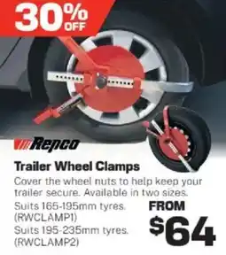 Repco Trailer Wheel Clamps offer