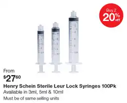 Henry Schein Henry Schein Sterile Leur Lock Syringes offer