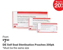 Henry Schein DE Self Seal Sterilisation Pouches offer