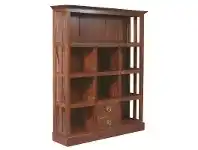 LivingStyles Showa Mahogany Timber 9 Compartment Display Cabinet, Mahogany offer