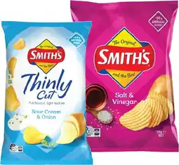 IGA Smith’s Crinkle Cut 150‑170g or Thinly Cut Chips 175g Selected Varieties offer