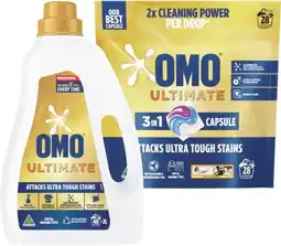IGA OMO Ultimate Laundry Capsules 28 Pack, Liquid 2 Litre or Powder 2kg Selected Varieties offer