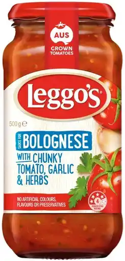 IGA Leggo’s Pasta Sauce 490‑500g Selected Varieties offer