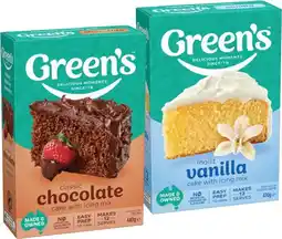 IGA Green’s Cake, Brownie or Date Loaf Mix 380-470g Selected Varieties offer