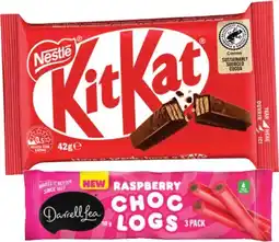 IGA Nestlé Medium Bars 35‑50g, Smarties 50g or Darrell Lea Choc Logs 3 Pack Selected Varieties offer