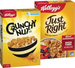 IGA Kellogg’s Crunchy Nut Corn Flakes 380g, Just Right 460g or Froot Loops 285g offer