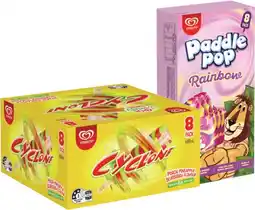 IGA Streets Paddle Pop, Cyclone Ice Block 8 Pack or Calippo Mini 10 Pack Selected Varieties offer