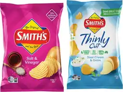 IGA Smith’s Crinkle Cut 150-170g or Thinly Cut Chips 175g Selected Varieties offer