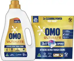 IGA OMO Ultimate Laundry Liquid 2 Litre, Powder 2kg or Capsules 28 Pack Selected Varieties offer