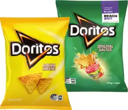 IGA Doritos Corn Chips, Smiths Chips 150-170g or Twisties Cinnamon Sugar Churros 120g Selected Varieties offer