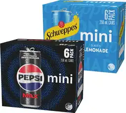IGA Pepsi, Solo or Schweppes Mini Cans 6x250mL Selected Varieties offer