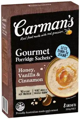 IGA Carman’s Gourmet Porridge Sachets Selected Varieties offer