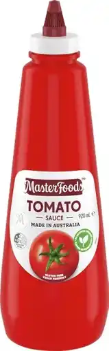 IGA MasterFoods Tomato or Barbecue Squeezy Sauce 920mL offer