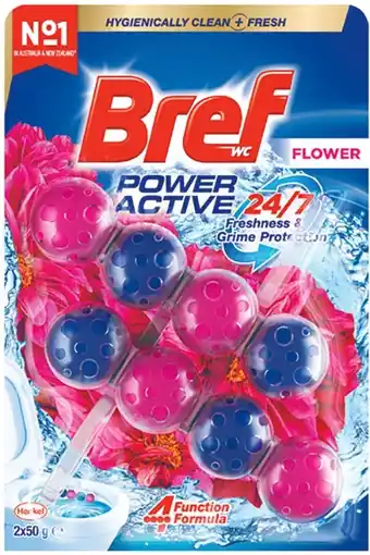 IGA Bref Rim Block Toilet Cleaner Power or Blue Active 2 Pack Selected Varieties offer