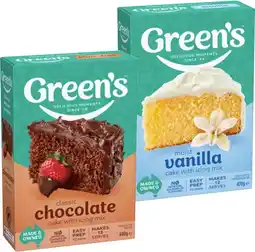 IGA Green’s Cake, Brownie or Banana Bread Mix 380-470g Selected Varieties offer