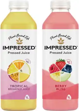 IGA Impressed Pressed Juice Tropical, Green Supreme or Berry Bliss 1 Litre offer