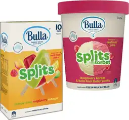 IGA Bulla Ice Cream Sticks 10 Pack or Sorbet 1 Litre Selected Varieties offer