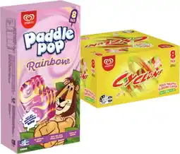 IGA Streets Paddle Pop, Cyclone Ice Block 8 Pack or Calippo 5-10 Pack Selected Varieties offer