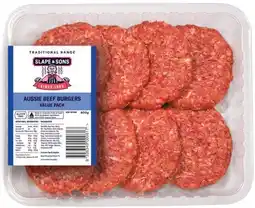 IGA Slape & Sons Aussie Beef or Chicken Burgers Value Pack 800g offer