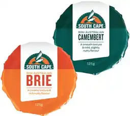 IGA South Cape Mini Brie or Camembert Cheese 125g offer