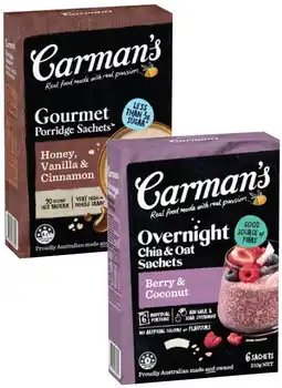 IGA Carman’s Gourmet Porridge Sachets 210‑320g Selected Varieties offer