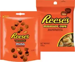 IGA Reeseʼs Peanut Butter Cups Mini or Pieces 120‑150g Selected Varieties offer