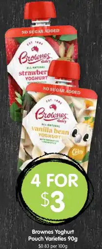 Spudshed Brownes Yoghurt Pouch Varieties offer