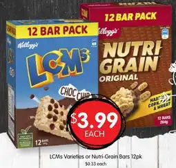Spudshed LCMs Varieties or Nutri-Grain Bars offer