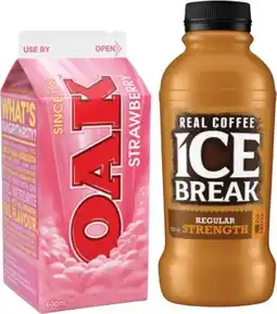 IGA Oak Flavoured Milk 600mL or Ice Break Real Coffee 500mL Selected Varieties offer