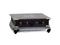 LivingStyles Ming Solid Mahogany Timber 4 Drawer 100cm Square Coffee Table - Chocolate offer