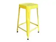 LivingStyles Paris Industrial Iron Counter Stool, Yellow - Distressed offer