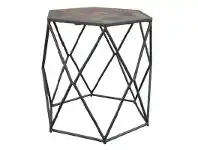 LivingStyles Alva Metal Wire Side Table with Wooden Top offer
