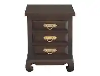 LivingStyles Seoul Solid Mahogany Timber 3 Drawer Bedside Table, Chocolate offer