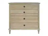 Eddie Solid Oak Timber 4 Drawer Chest - Weathered Oak