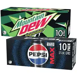 Woolworths Pepsi, Solo, Mountain Dew or Schweppes Lemonade Soft Drink Varieties 10 x 375ml offer