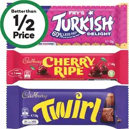 Woolworths Cadbury Medium Bars or Europe Bars 30-55g offer