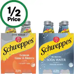 Woolworths Schweppes Mixers or Mineral Water 4 x 300ml offer