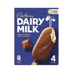 Woolworths Cadbury Ice Cream Bars or Sticks 320-360ml Pk 4 offer