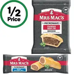 Woolworths Mrs Mac’s Microwave Pie or Sausage Roll 140-175g offer