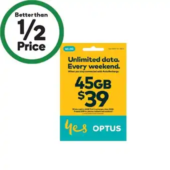 Woolworths Optus $39 SIM Starter Kit‡ offer
